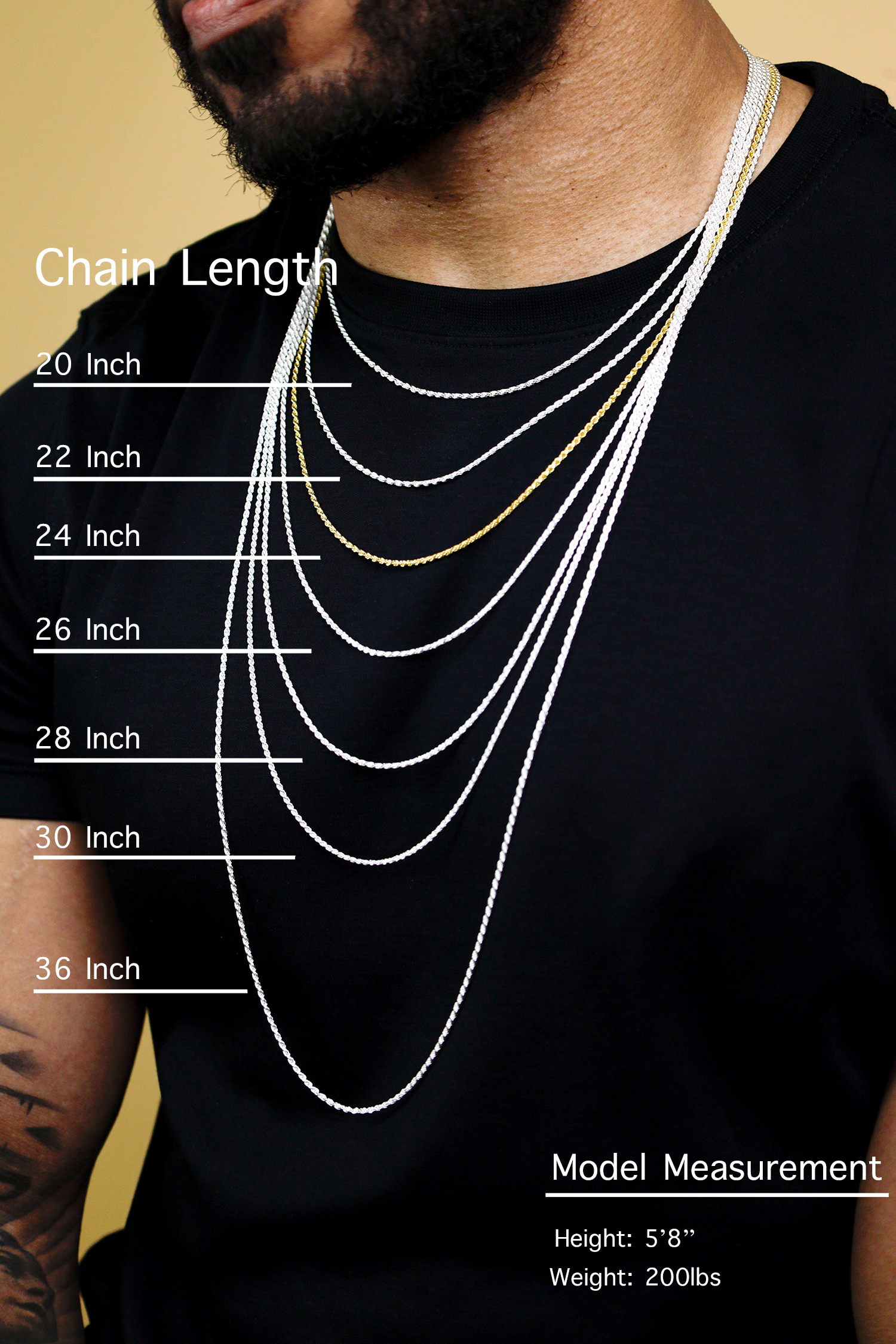 Necklace & Chain Length Size Guide: Necklace Chain Size Chart