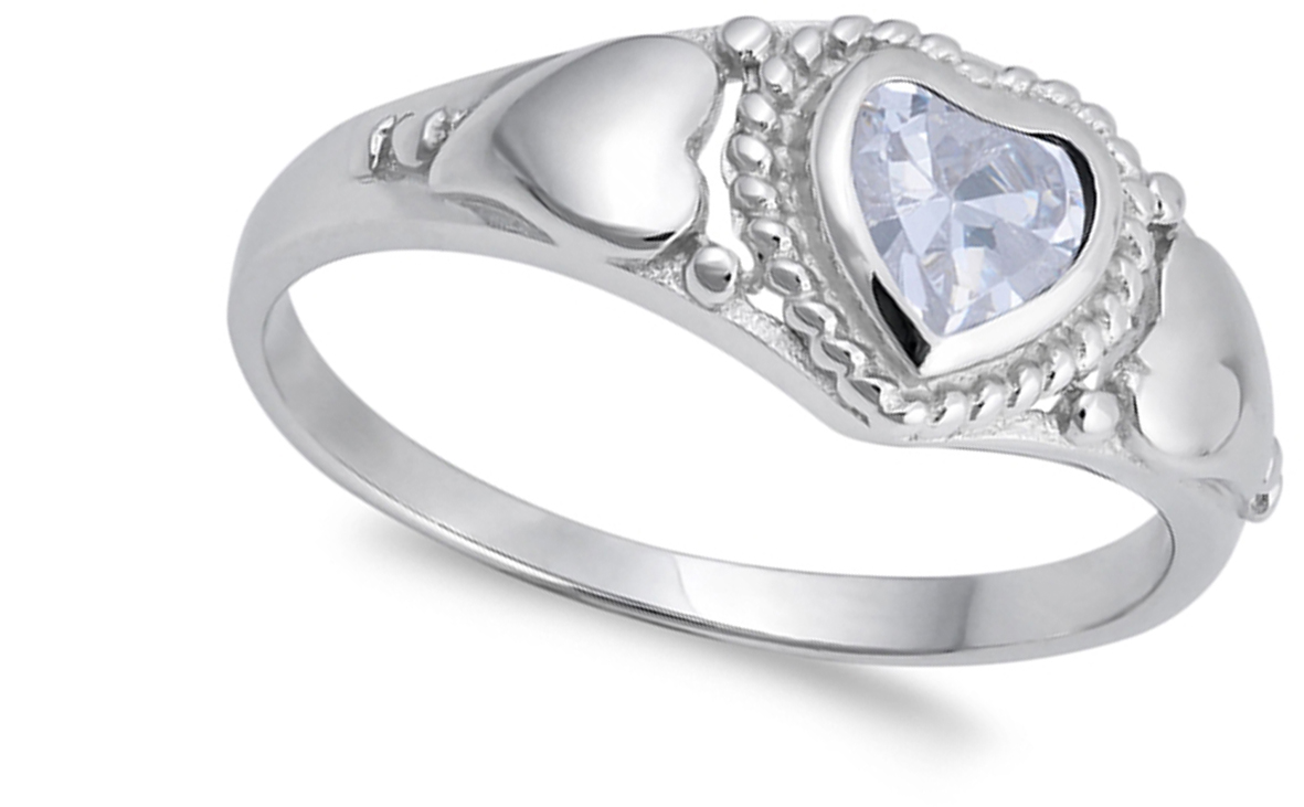 Heart Promise Ring New .925 Sterling Silver Band - Picture 7 of 11