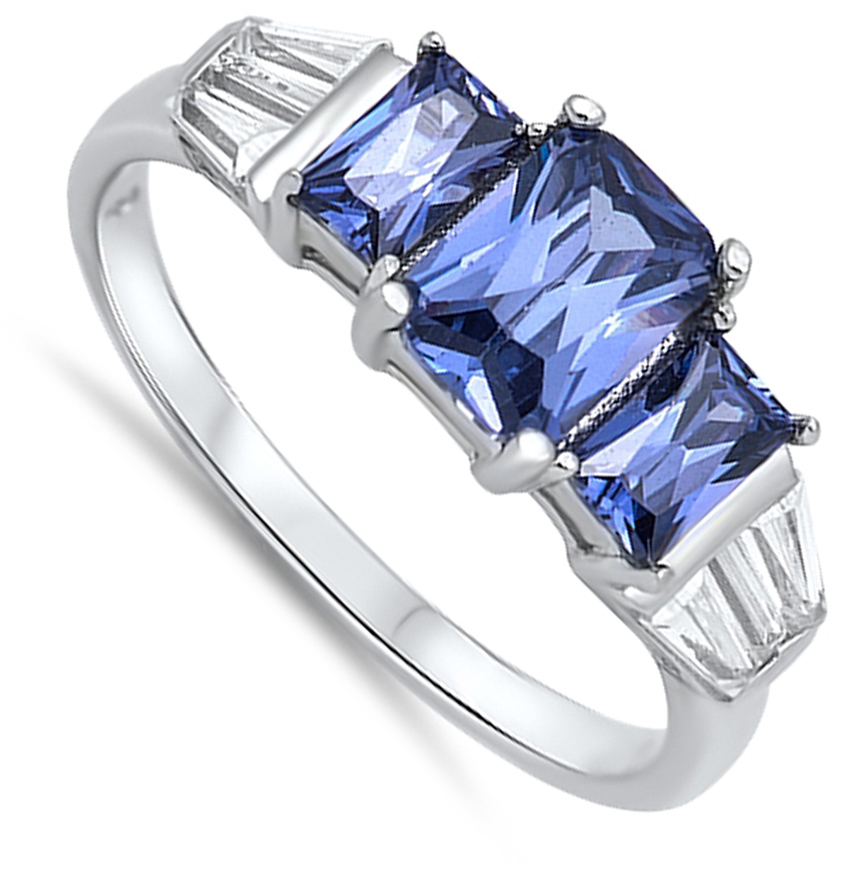 Triple Rectangle Ring New .925 Sterling Silver Wedding Band - Bild 5 von 7