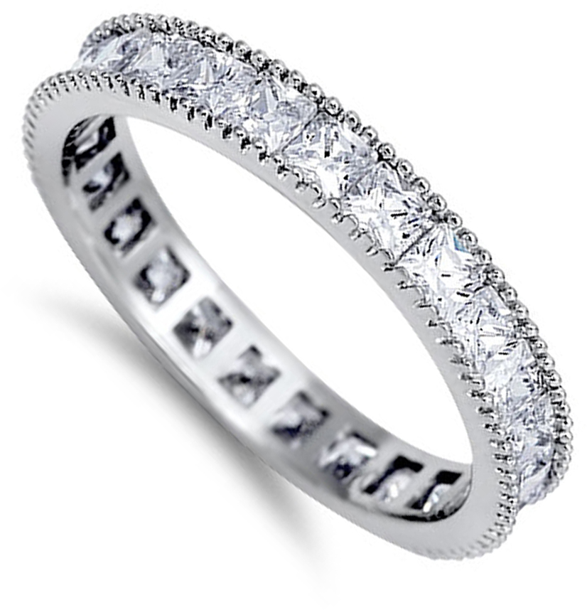 Anillo Eternity Nuevo Banda Apilable de Plata Esterlina .925 - Imagen 7 de 11