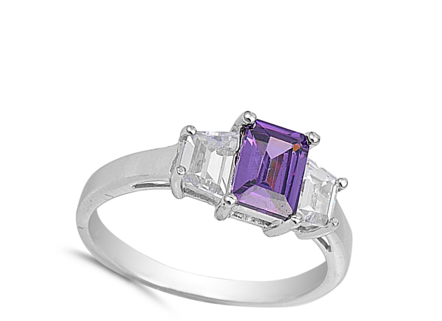 Nuevo anillo rectangular de plata esterlina .925 banda de compromiso de boda - Imagen 5 de 7