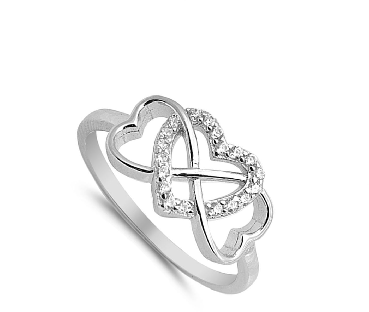 Infinity Heart Promise Ring New .925 Sterling Silver Band - Picture 9 of 17