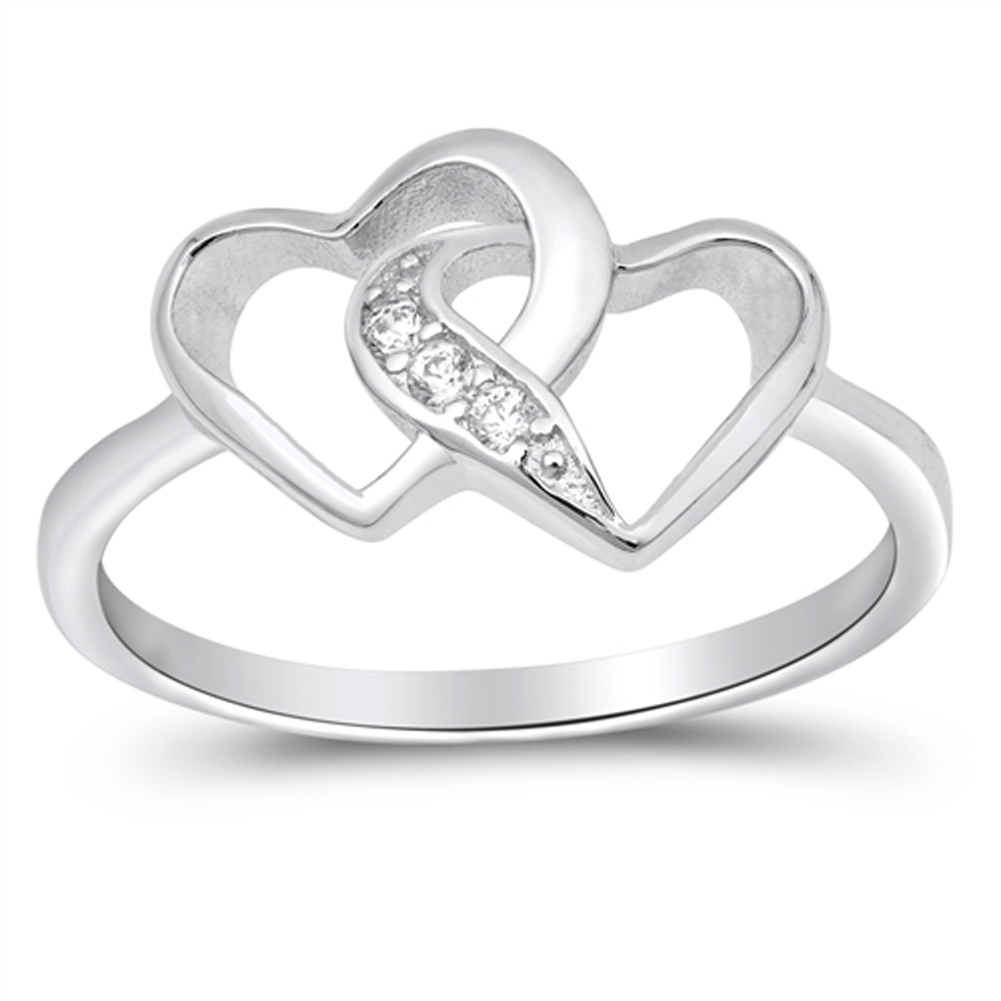 ☆nff☆ crucifix heart ring nff5 White CZ Interlocking Infinity Love Knot Heart Sterling