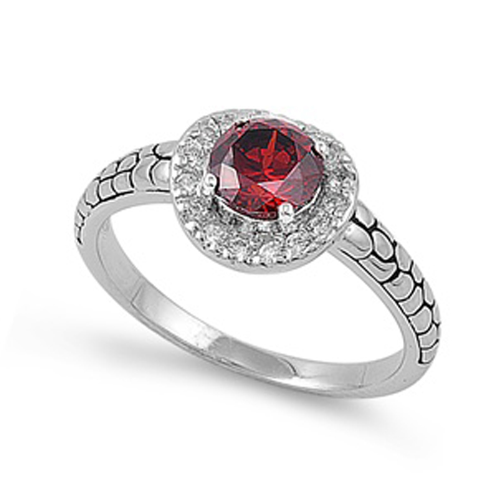 Garnet CZ Promise Solitaire Wedding Ring New 925 Sterling Silver Band Sizes 5-9