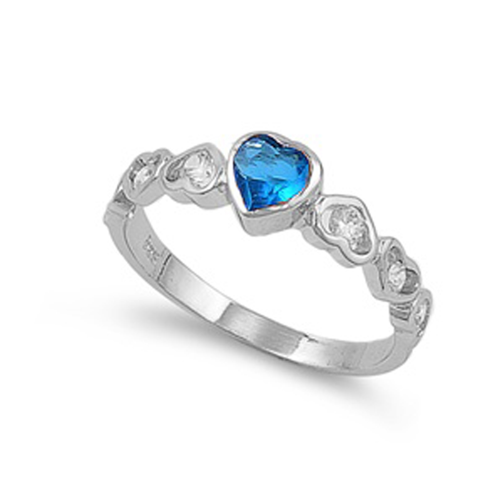 Blue Sapphire CZ Solitaire Engagement Ring .925 Sterling Silver Band Sizes 4-10