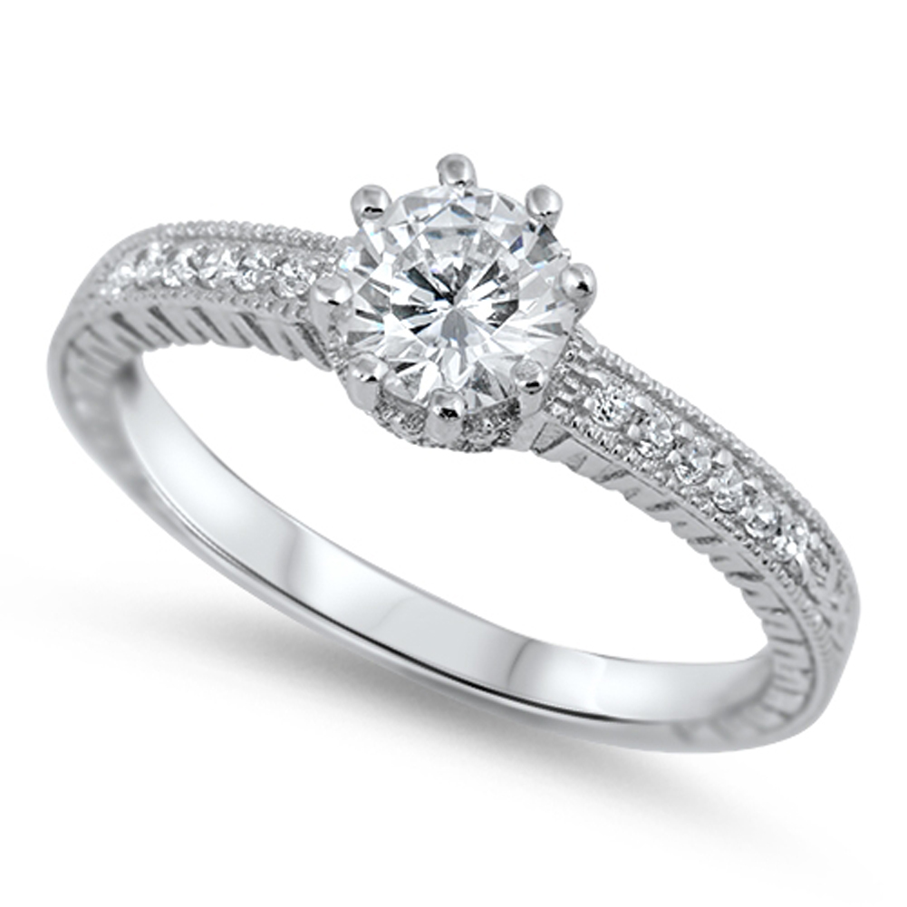 Engagement Ring Rhodium Plated Bubbly Belle Rings Worth White CZ