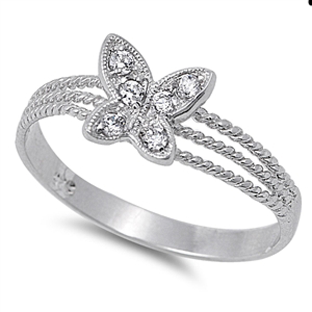 Girl's Butterfly Clear CZ Cute Ring New 925 Sterling Silver Girl's Butterfly Clear CZ Cute Ring New 925 Sterling Silver