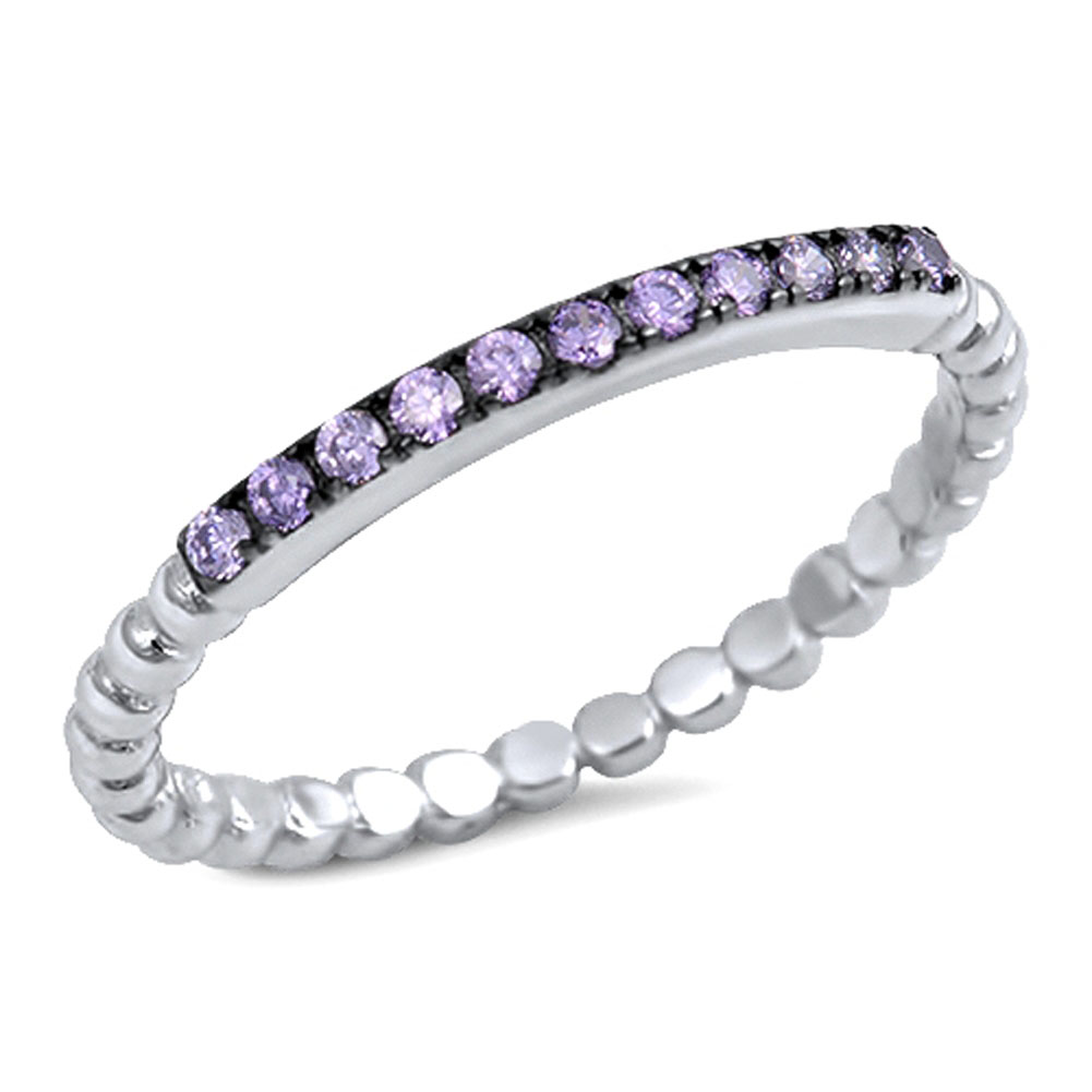 Blue CZ Eternity Ring - .925 Sterling Silver Band, Sizes 4-10, Modern Everyday Jewelry