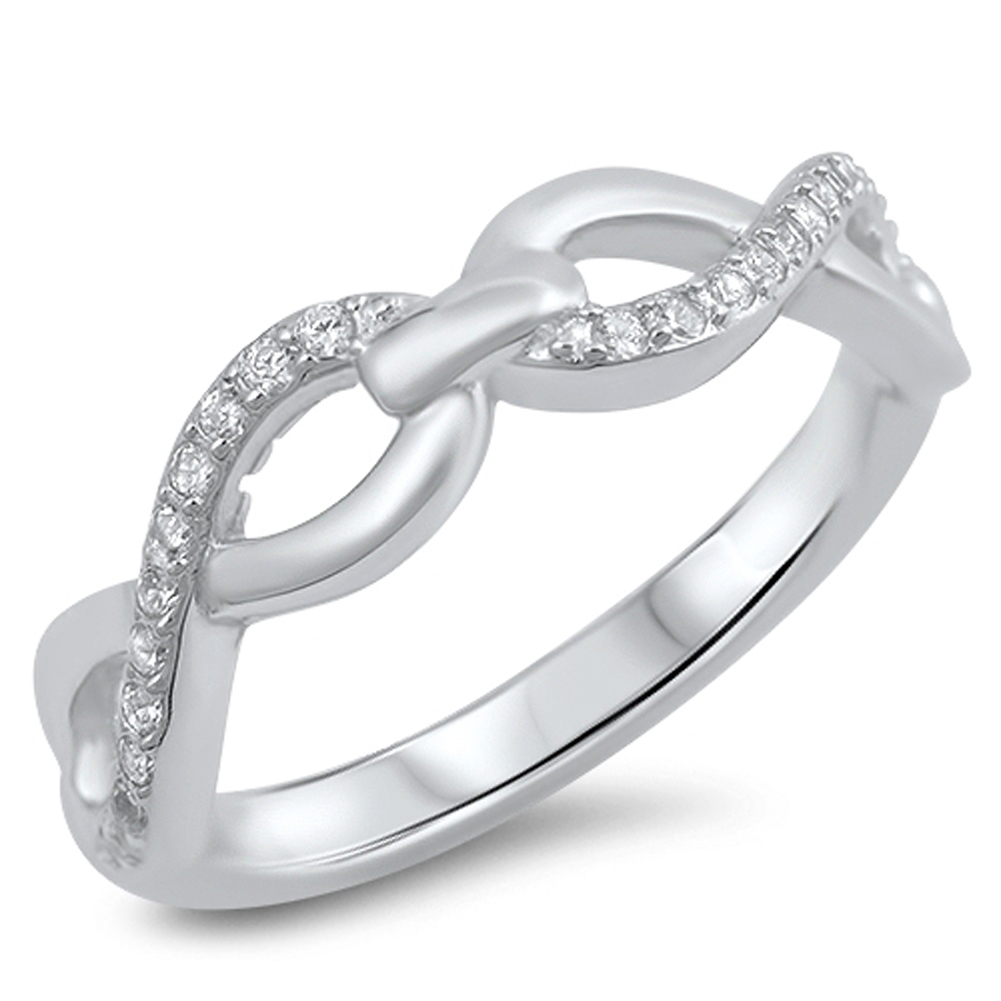 ☆Hei☆ sv925 unbalanced knot ring HE24SPRSG676XXFR Infinity White CZ Promise Knot Ring New .925 Sterling Silver