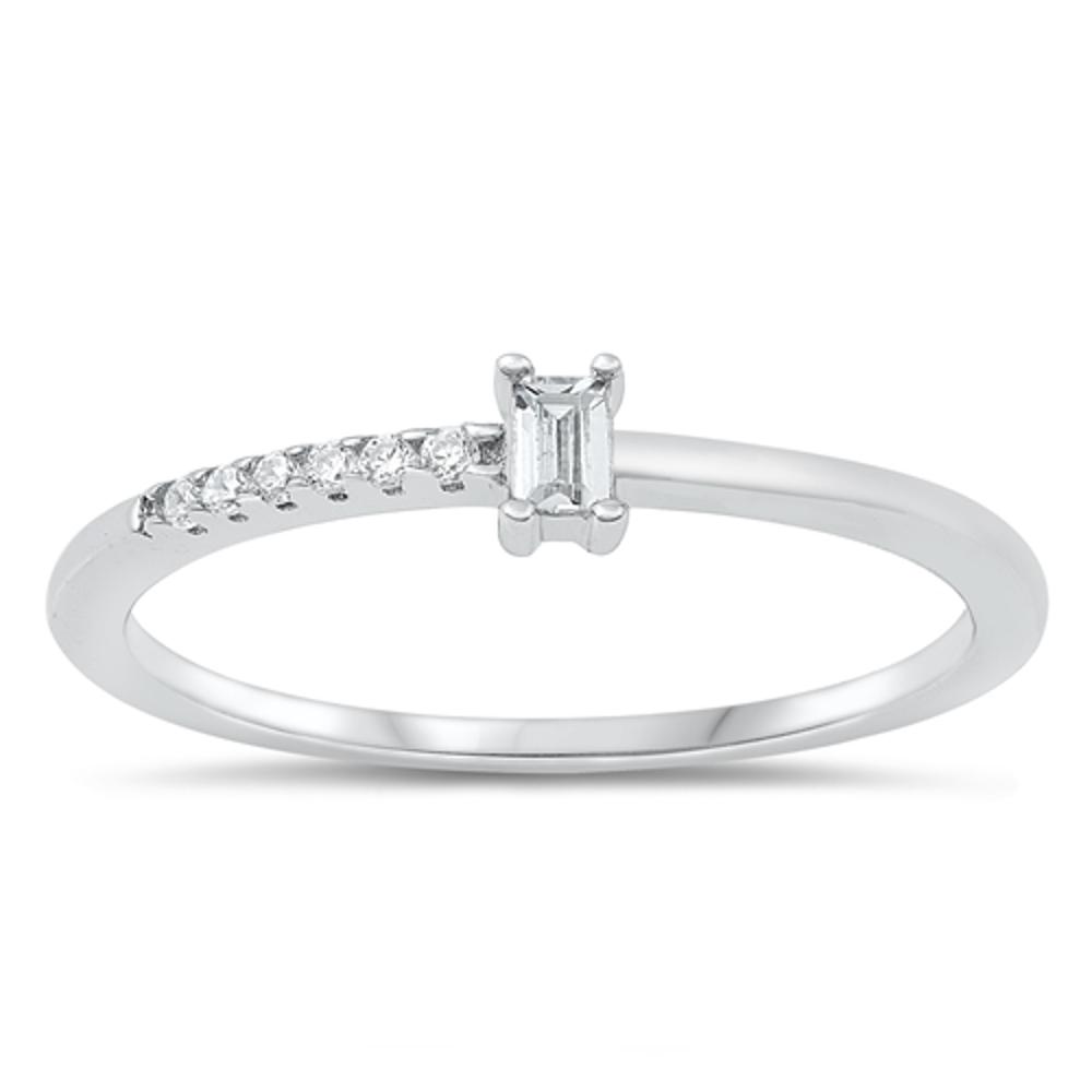 Cute Elegant Simple White CZ Cute Ring New .925 Sterling Silver