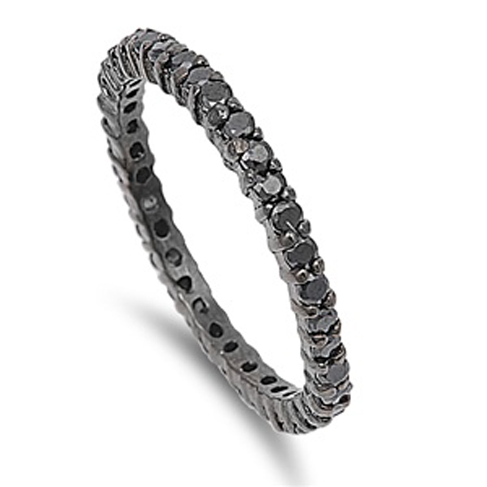 Black CZ Unique Stackable Ring New .925 Sterling Silver Thumb Band Sizes 4-11