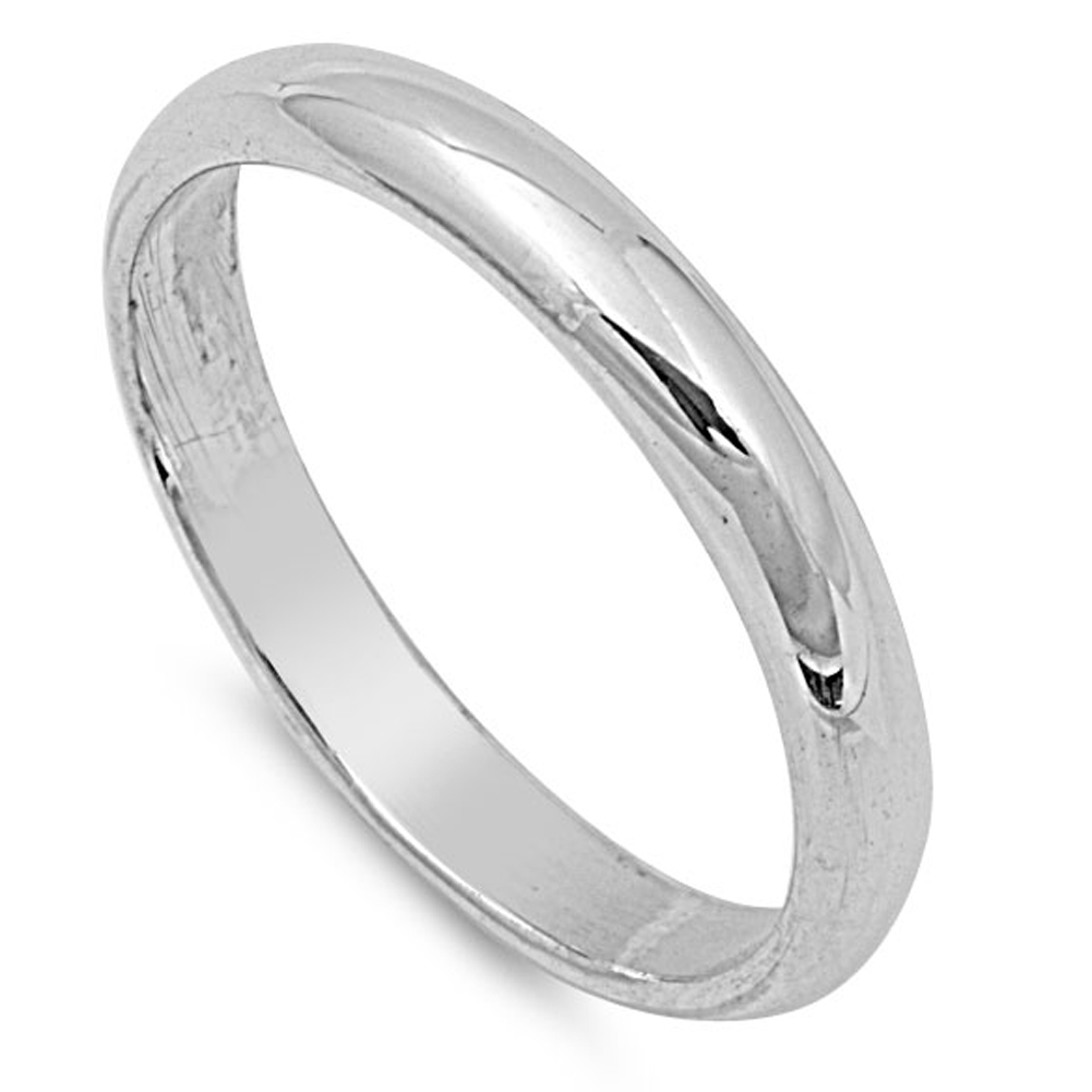 Sterling Silver Wedding 3mm Band Plain Comfort Fit Ring Solid 925 Italy