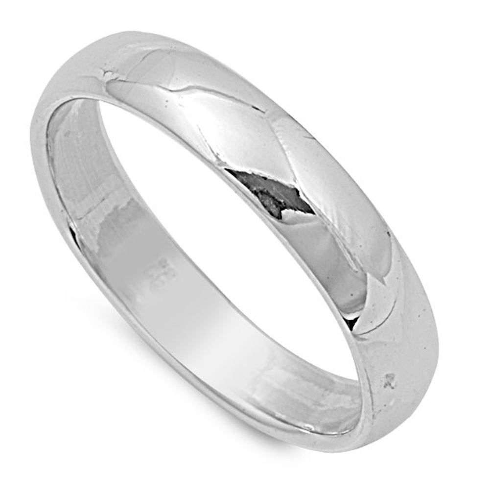 Sterling Silver Wedding 4mm Band Plain Comfort Fit Ring Solid 925 Italy