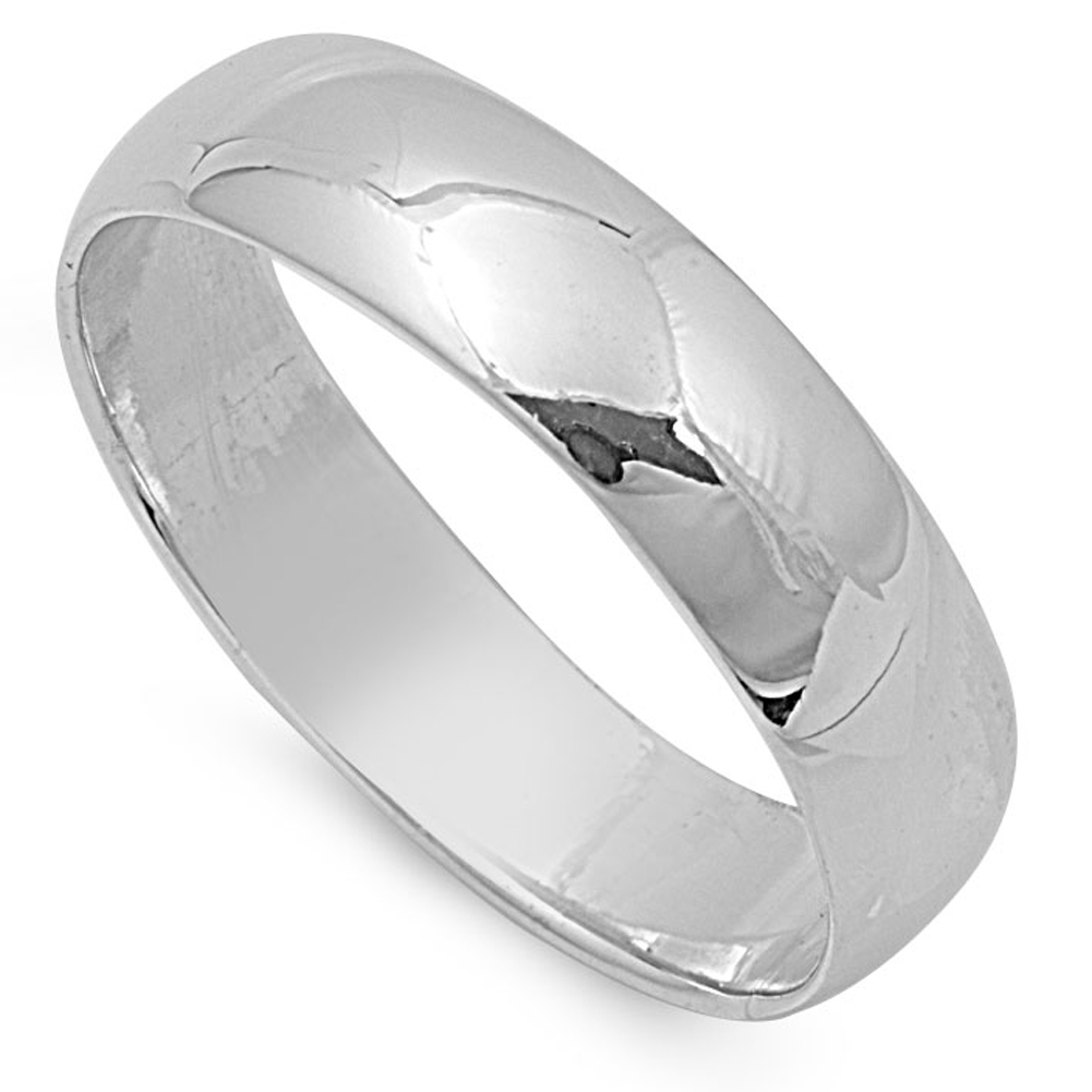 Sterling Silver Wedding 6mm Band Plain Comfort Fit Ring Solid 925 Italy