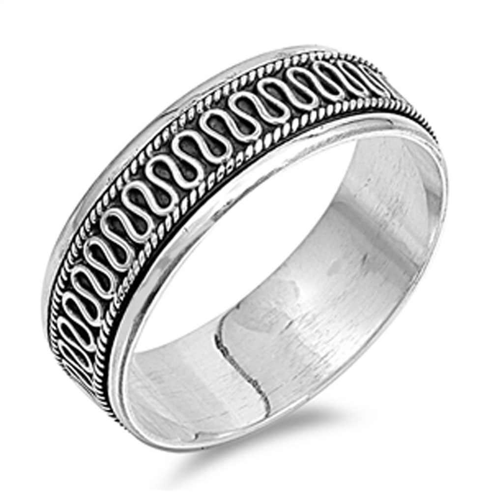 Bali Braid Swirl Wide Polished Thumb Ring - .925 Sterling Silver Band Sizes 6-12 - View #2