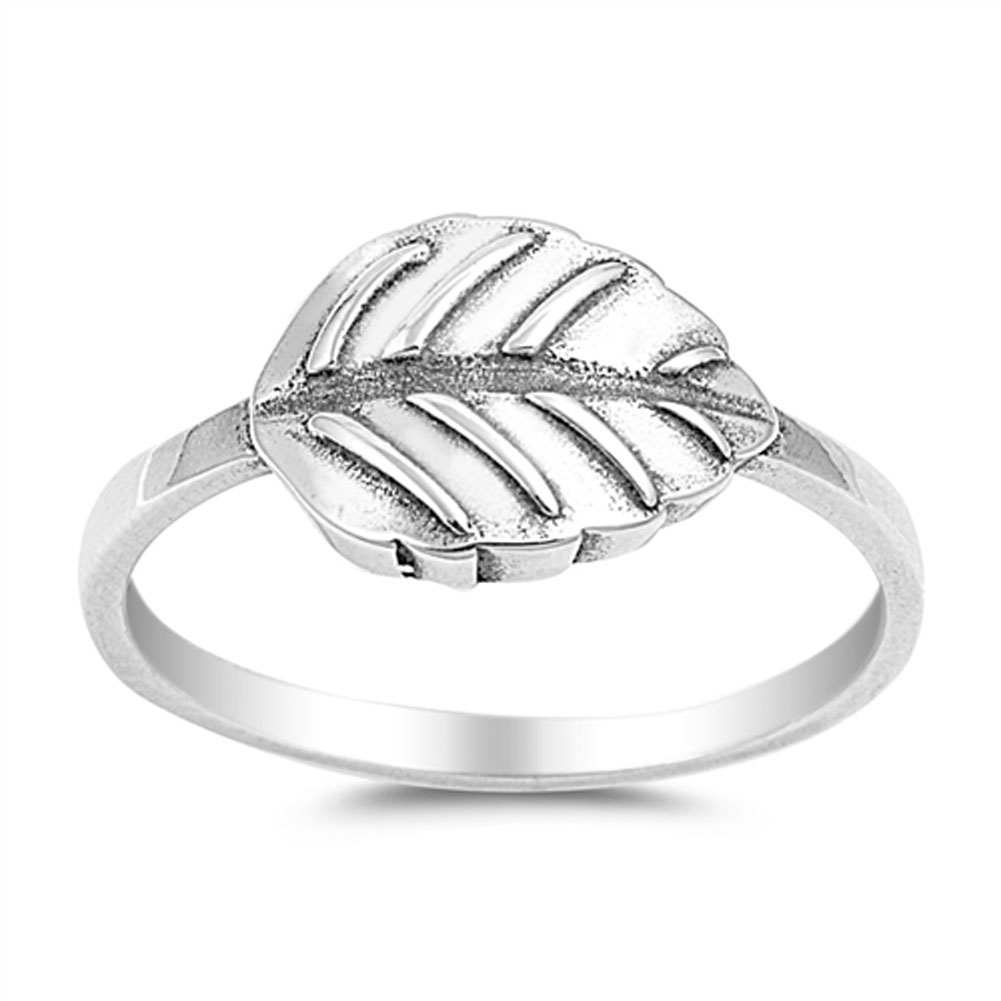 送料無料 いくらから New Ring Fashion Polished Leaf Sideways .925 Silver Sterling アクセサリー