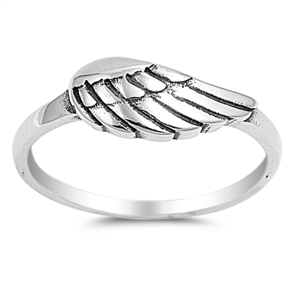 安価 Angel Wing Polished Ring New .925 Sterling Silver Biker Band 13号～