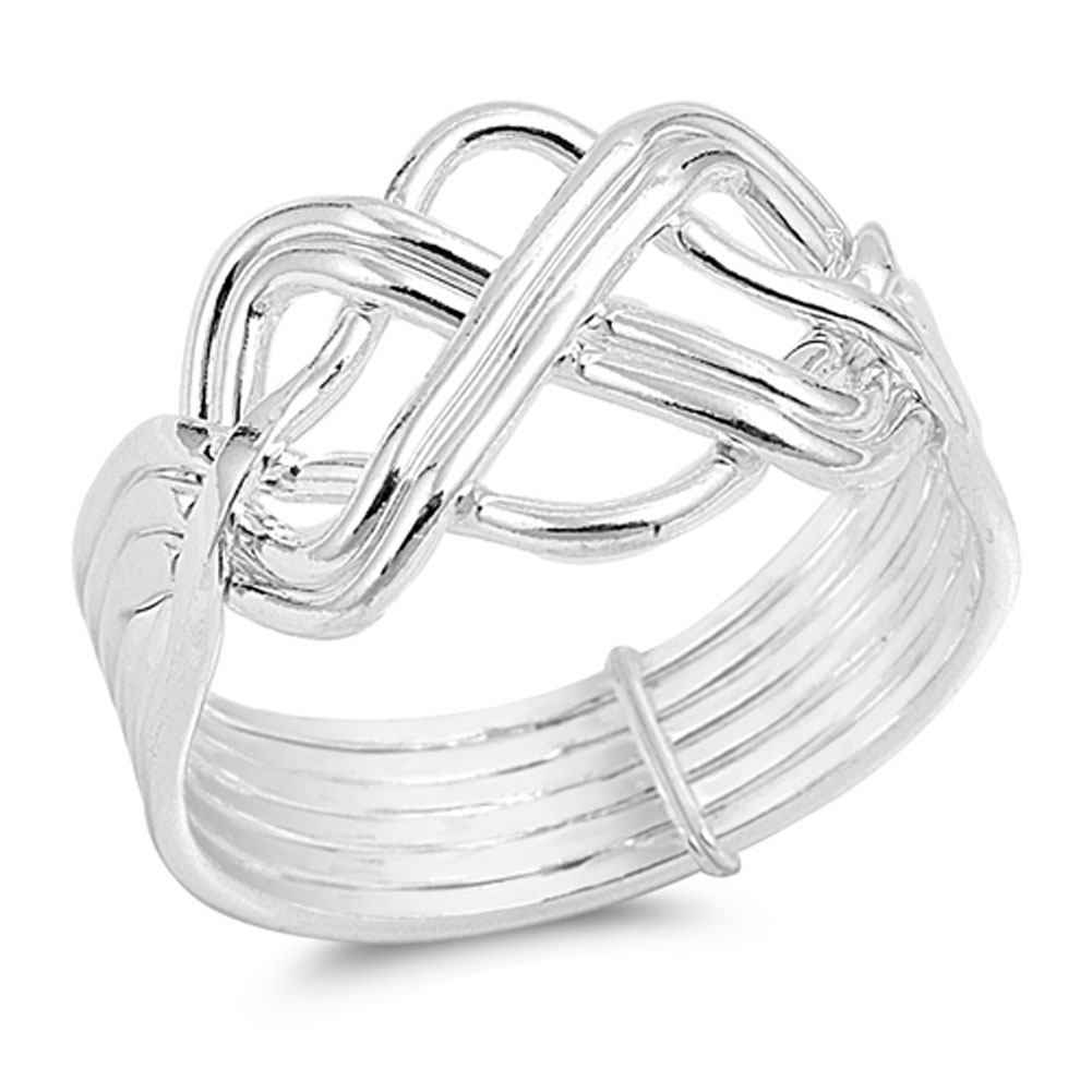 High Polish Bar Knot Puzzle Ring New .925 Sterling Silver