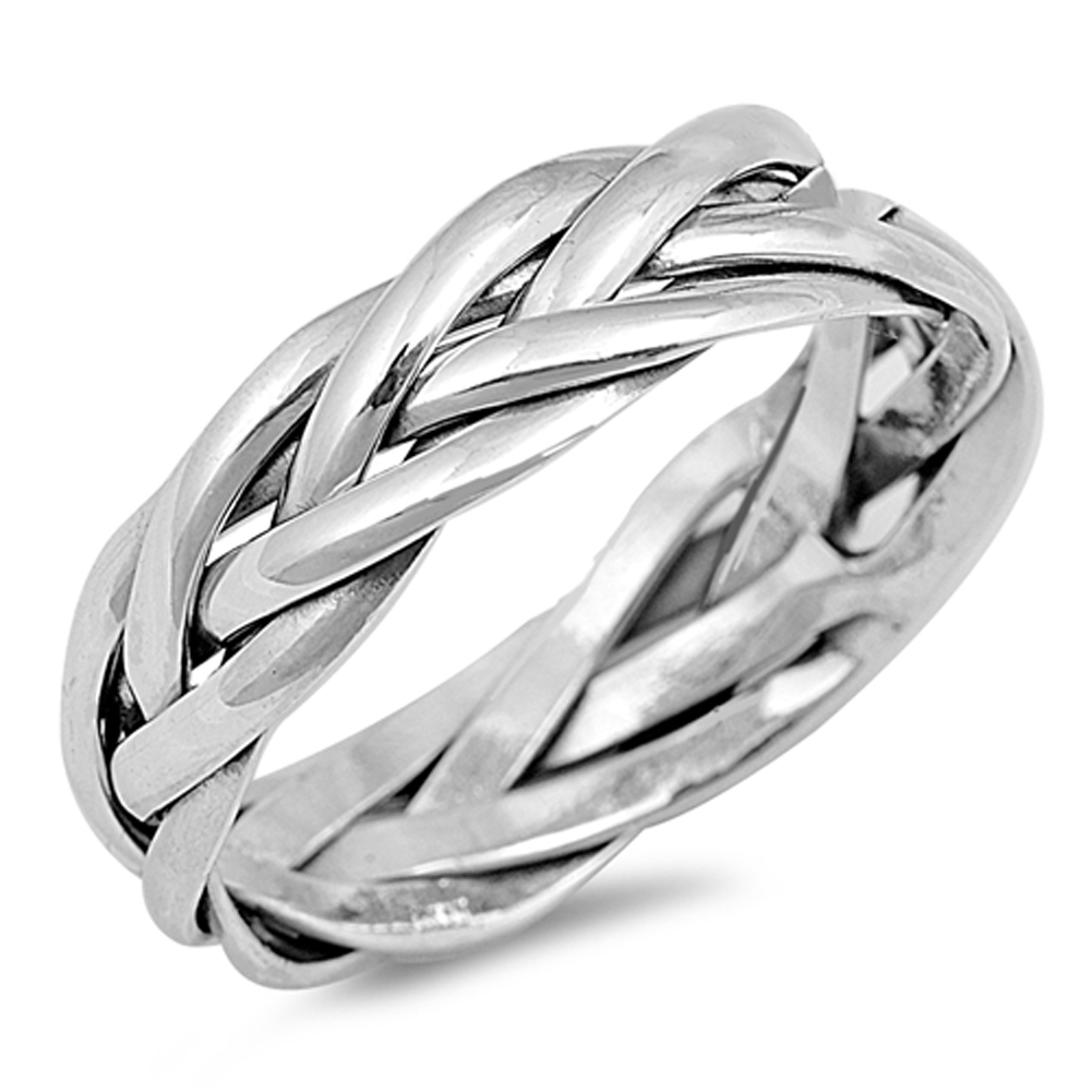 Vintage Silver Rope Knot Ring: Twisted Chain Band, Stackable