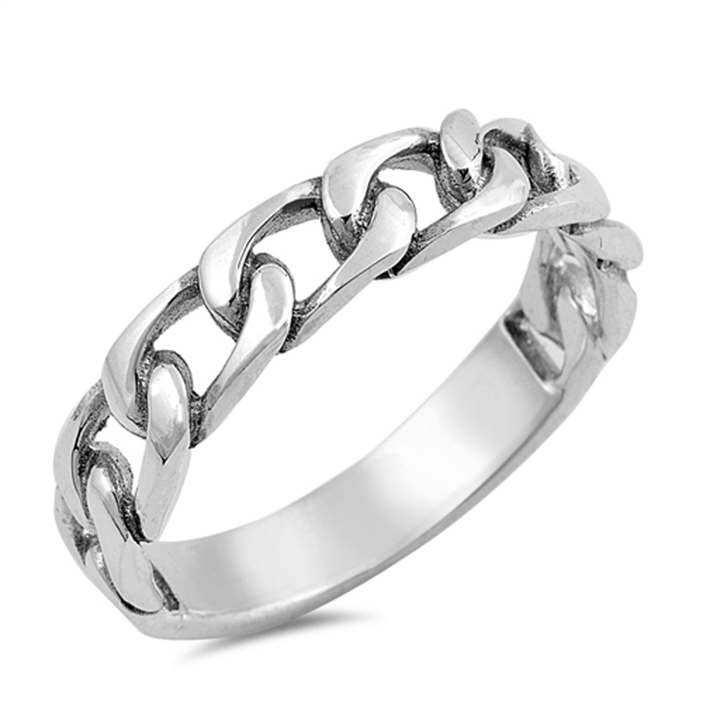 【Vintage】CHAIN LINK 925 SILVER RING 16号 Oxidized Men's Curb Link Chain Ring New .925 Sterling Silver