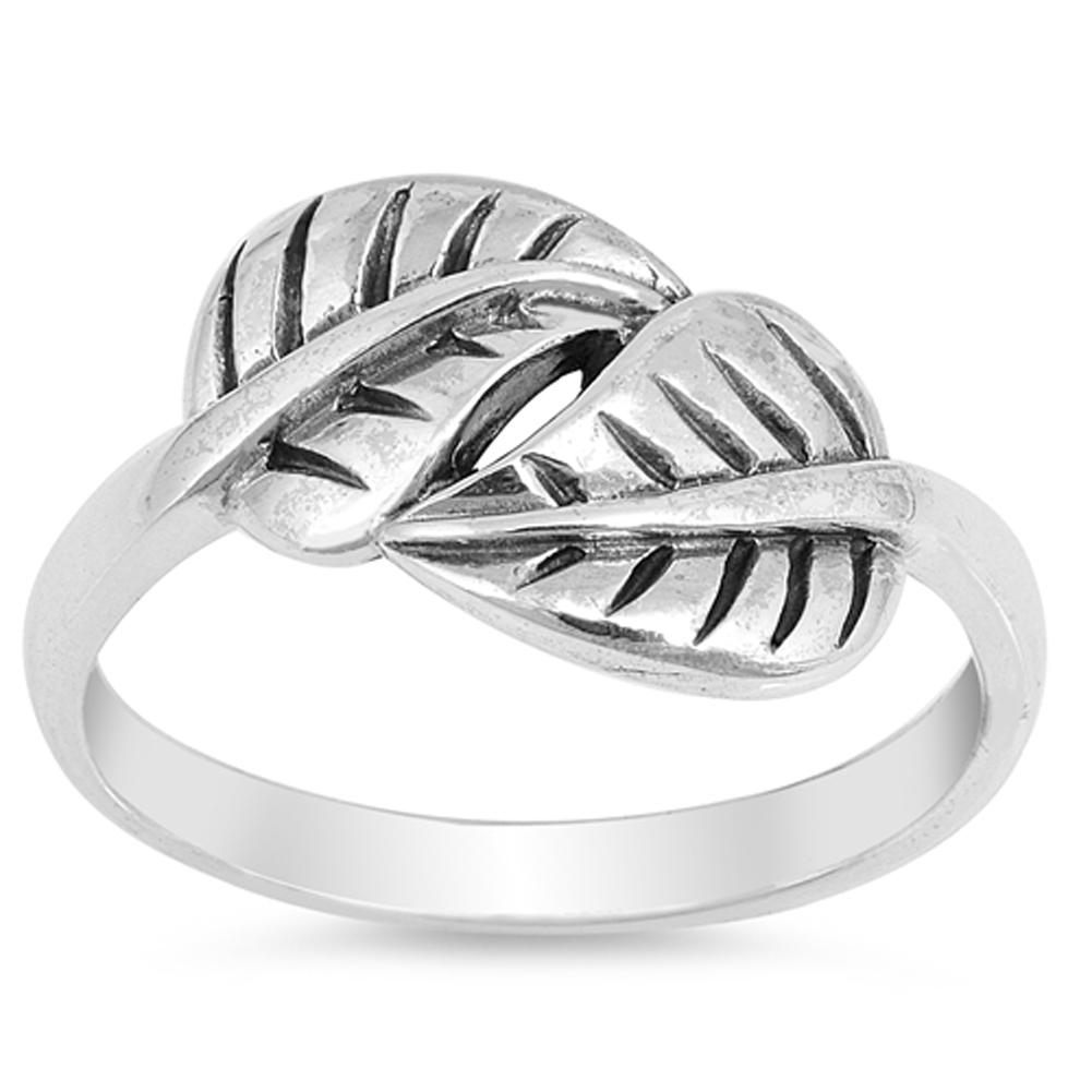 Criss Cross Tree Leaf Infinity Design Ring .925 Sterling