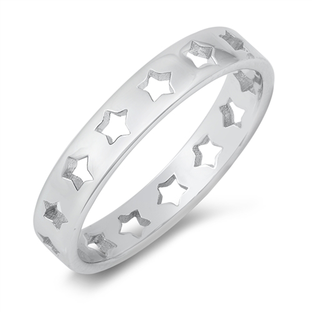 Vintage Art Deco Style Sterling Silver Round Band Cut Out