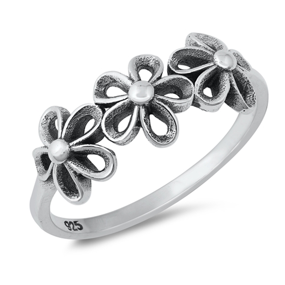 ☆TATIANA☆ Silver 925 Rough Line Daily Ring CR1852 Retro 60's Daisy Chain Polished Ring New .925 Sterling