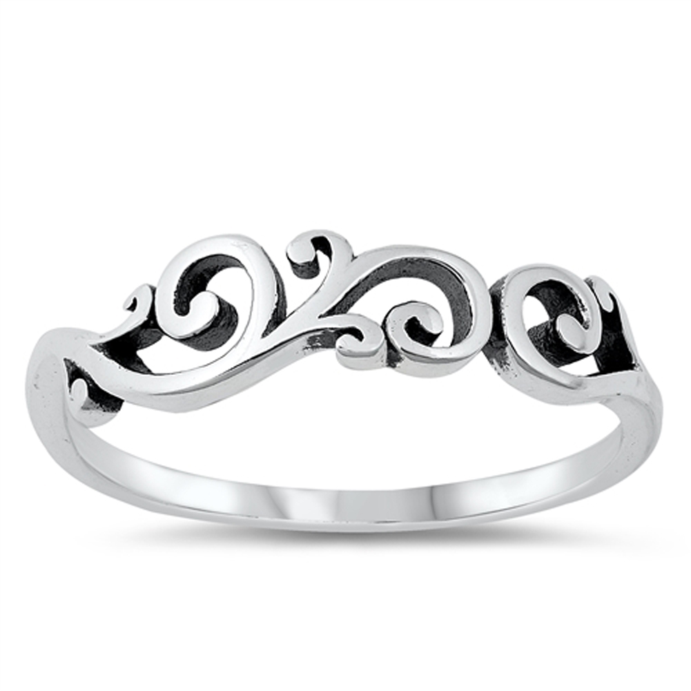 Swirl Vintage Oxidized Classic Ring New .925 Sterling Silver