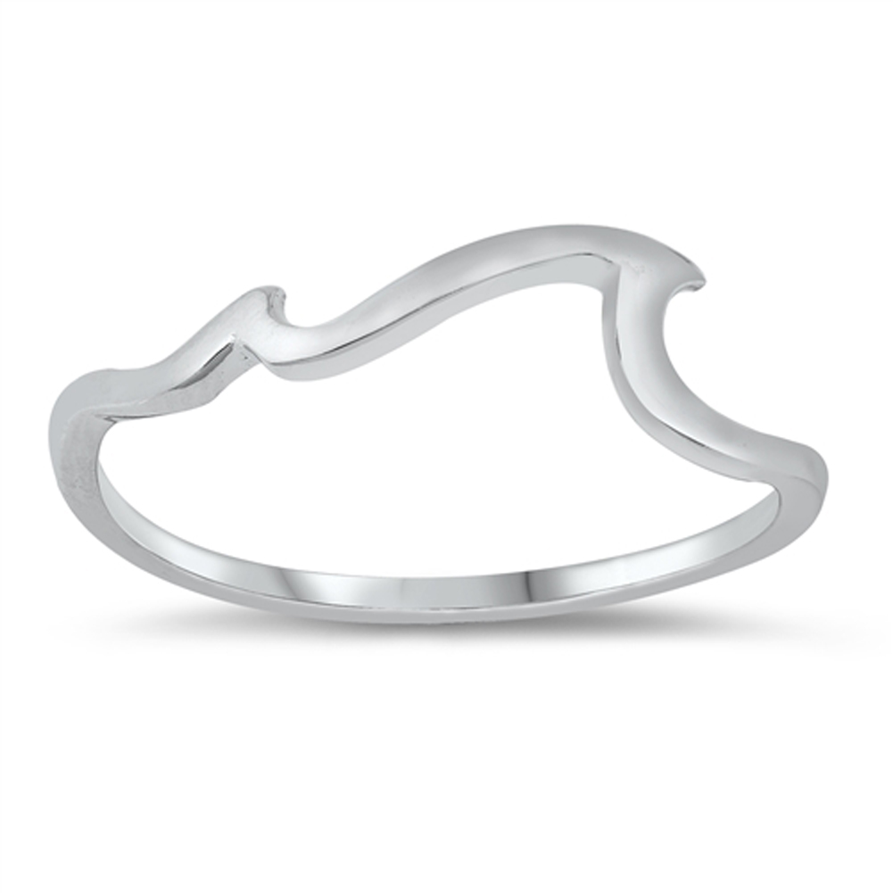 Simple Thin Line Fire Water Wave Ring New .925 Sterling Silver