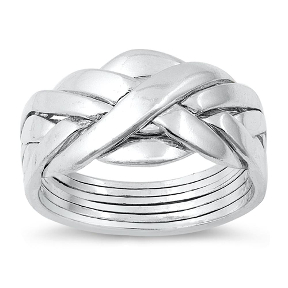 High Polished Complex Puzzle Cute Ring New .925 Sterling Silver