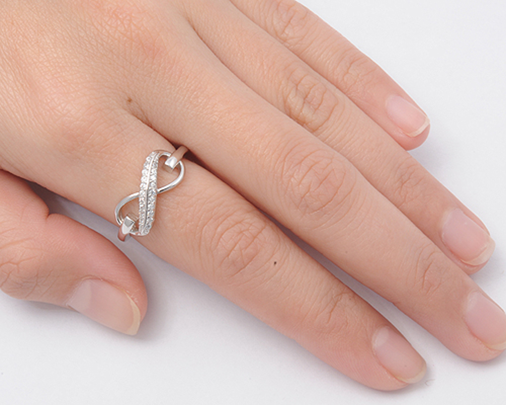 Infinity Heart Promise Ring New .925 Sterling Silver Band - Bild 7 von 7