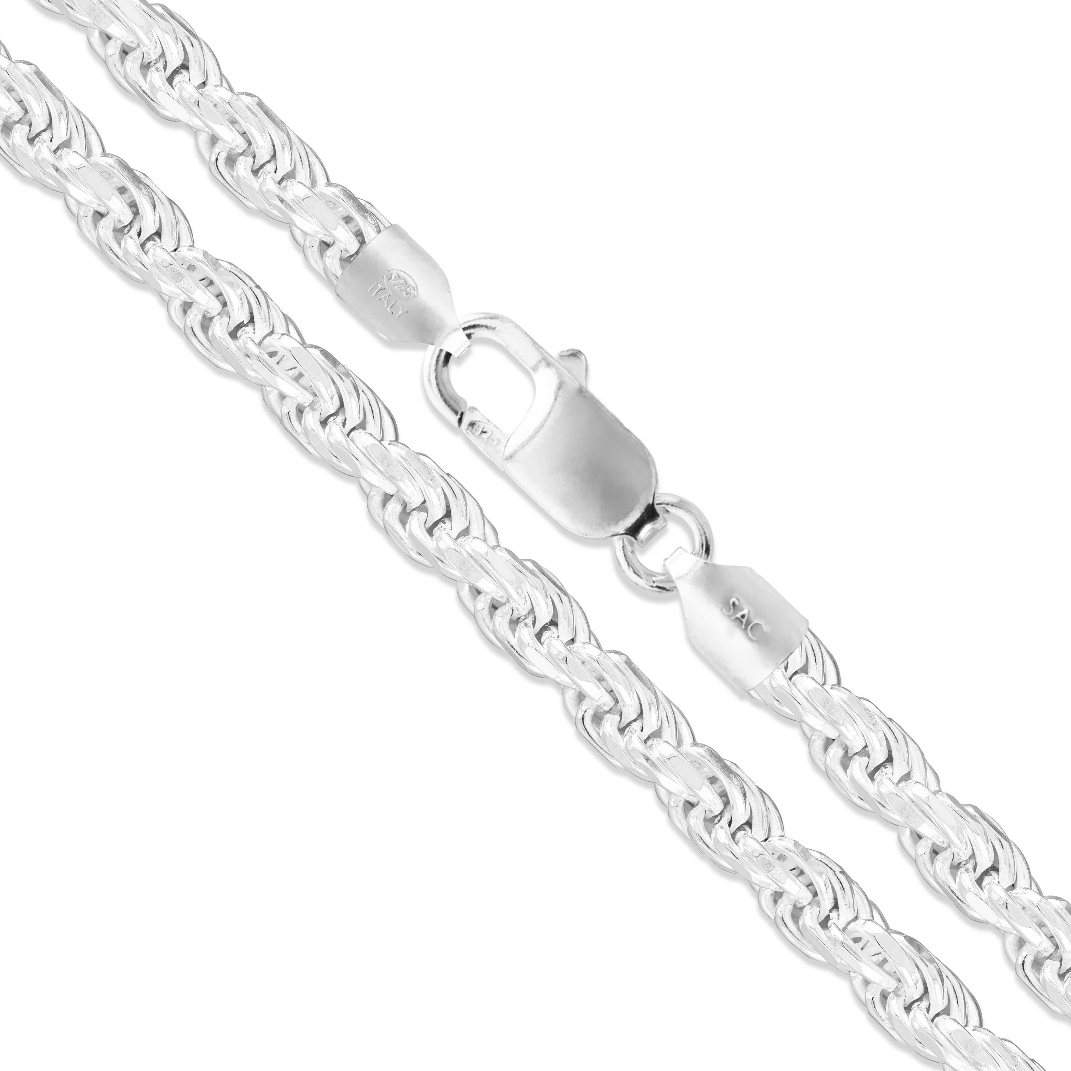 Sterling Silver Necklace Heavy Men's Rope Chain Solid 925 Italy