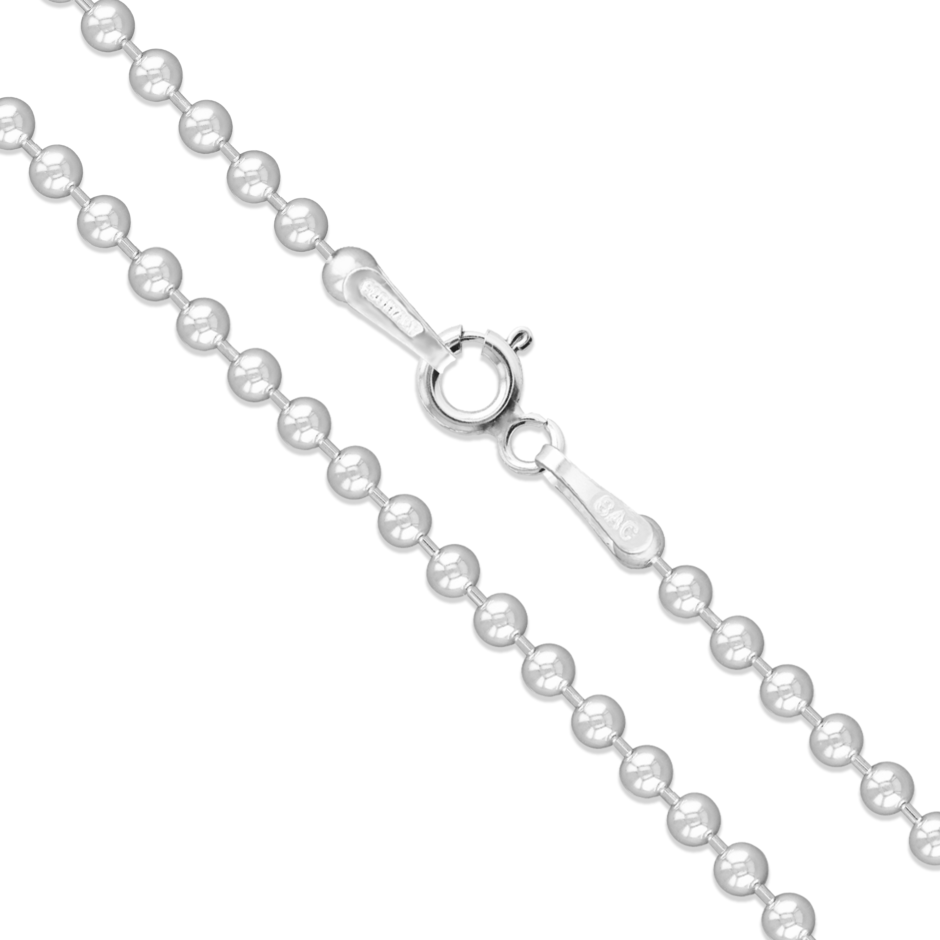 925 Sterling Silver Bead Ball Chain Necklace 16 to 40" inch Various Thicknesses 
