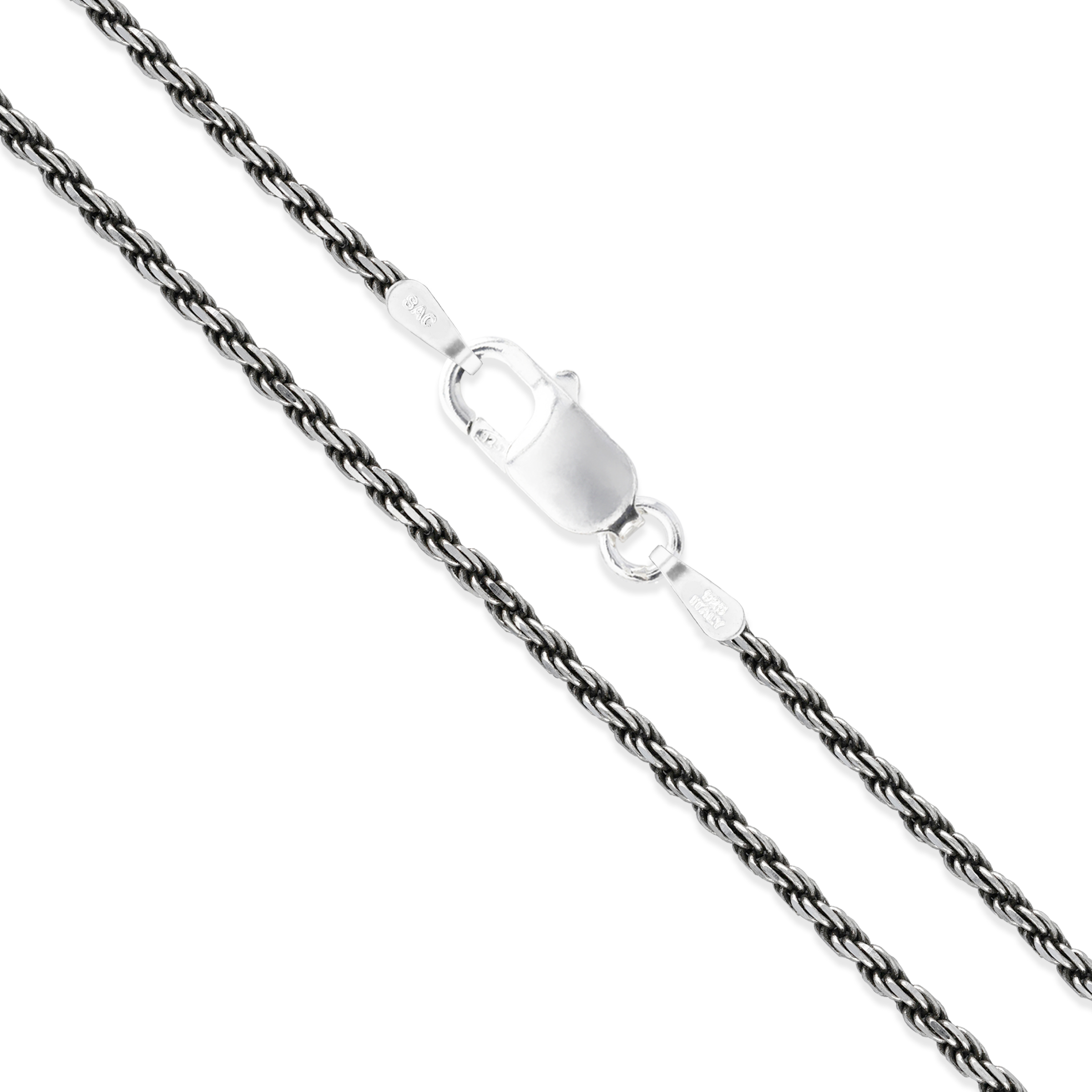 18" Sterling Silver Necklace Shiny Italian Rope Chain Pure 925 Italy Wholesale