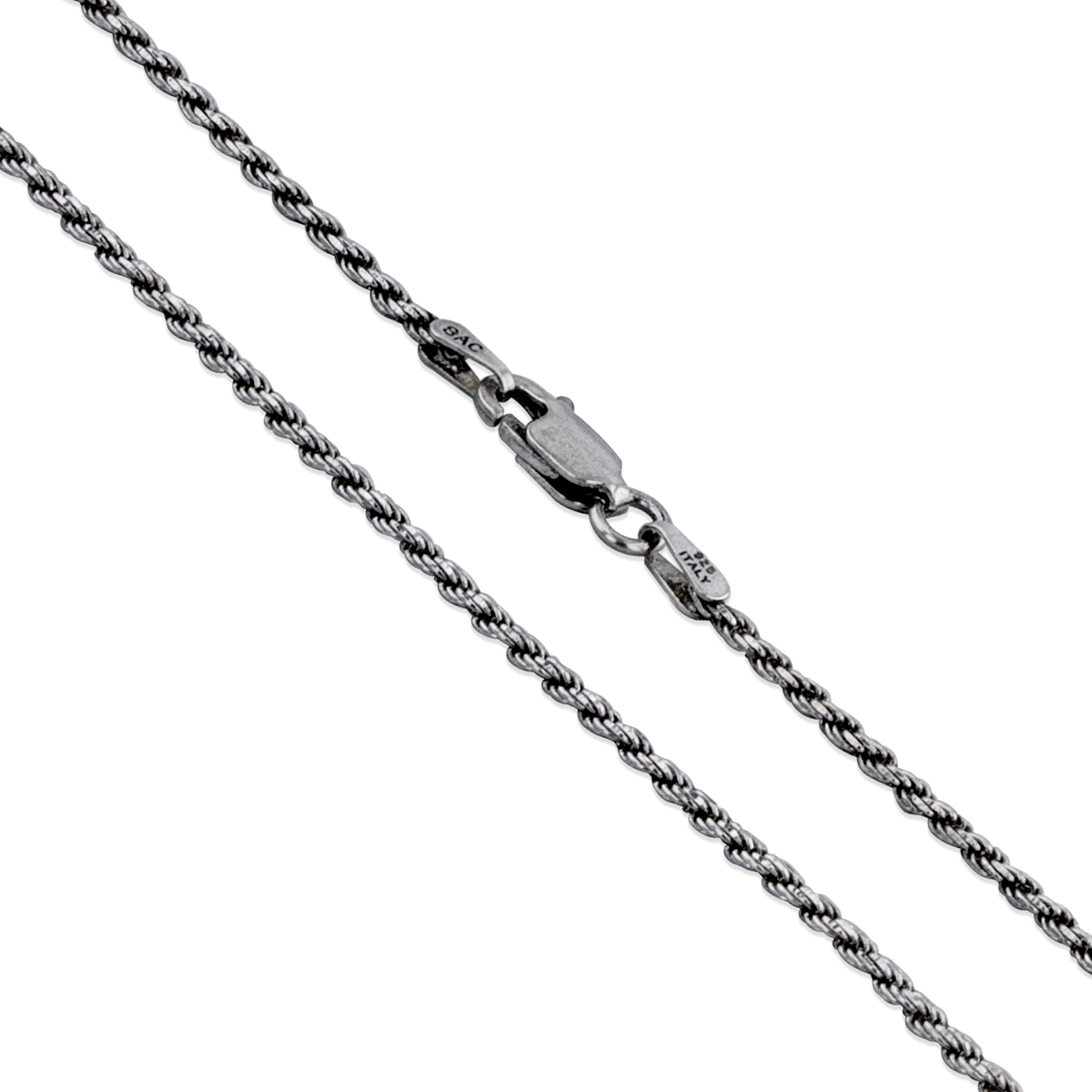 18" Sterling Silver Necklace Shiny Italian Rope Chain Pure 925 Italy Wholesale