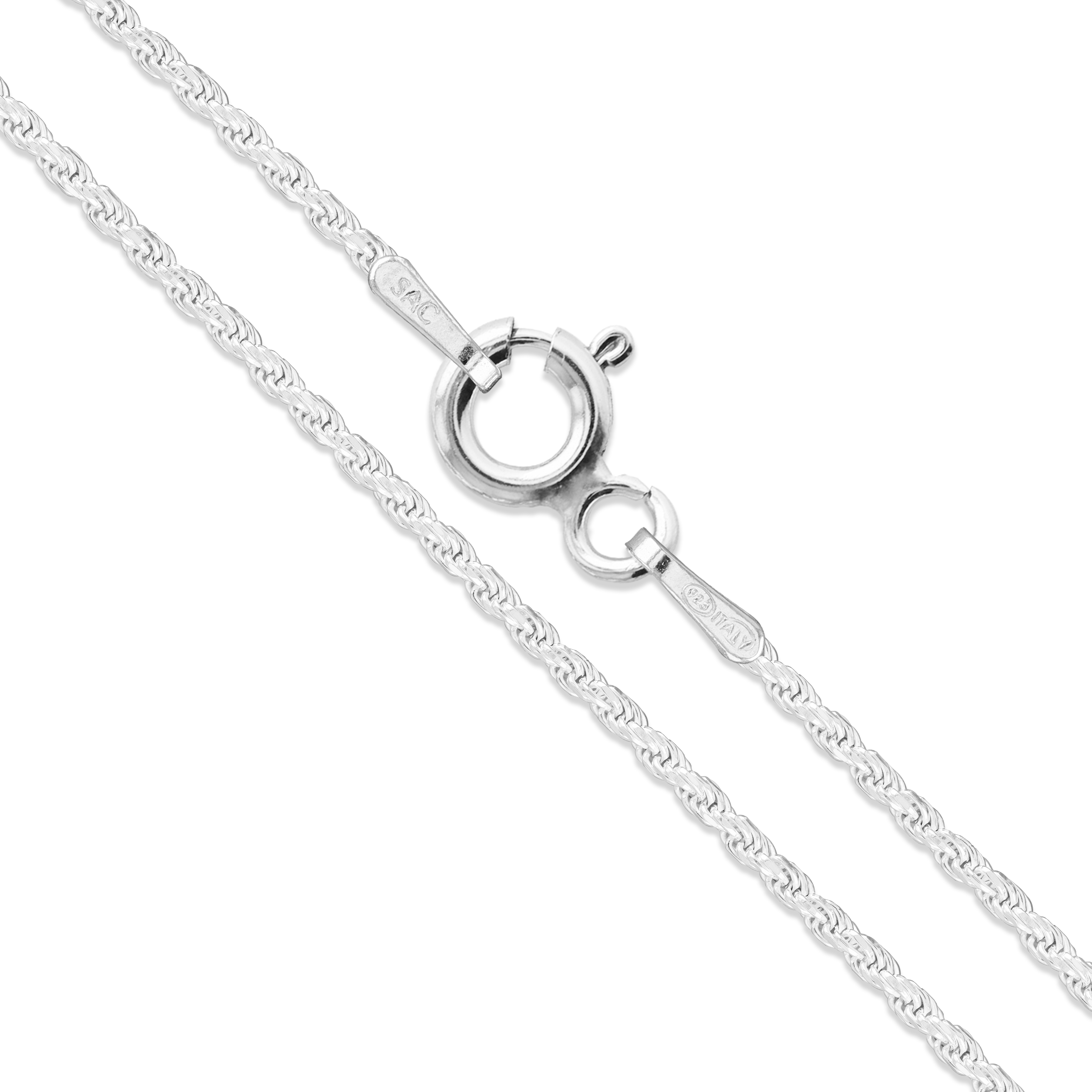 Sterling Silver Men's Diamond-Cut Rope Chain 3mm 3.3mm 3.7mm 4.7mm 5.4mm 6mm 7mm 8mm Solid 925 Italy Heavy Necklace 