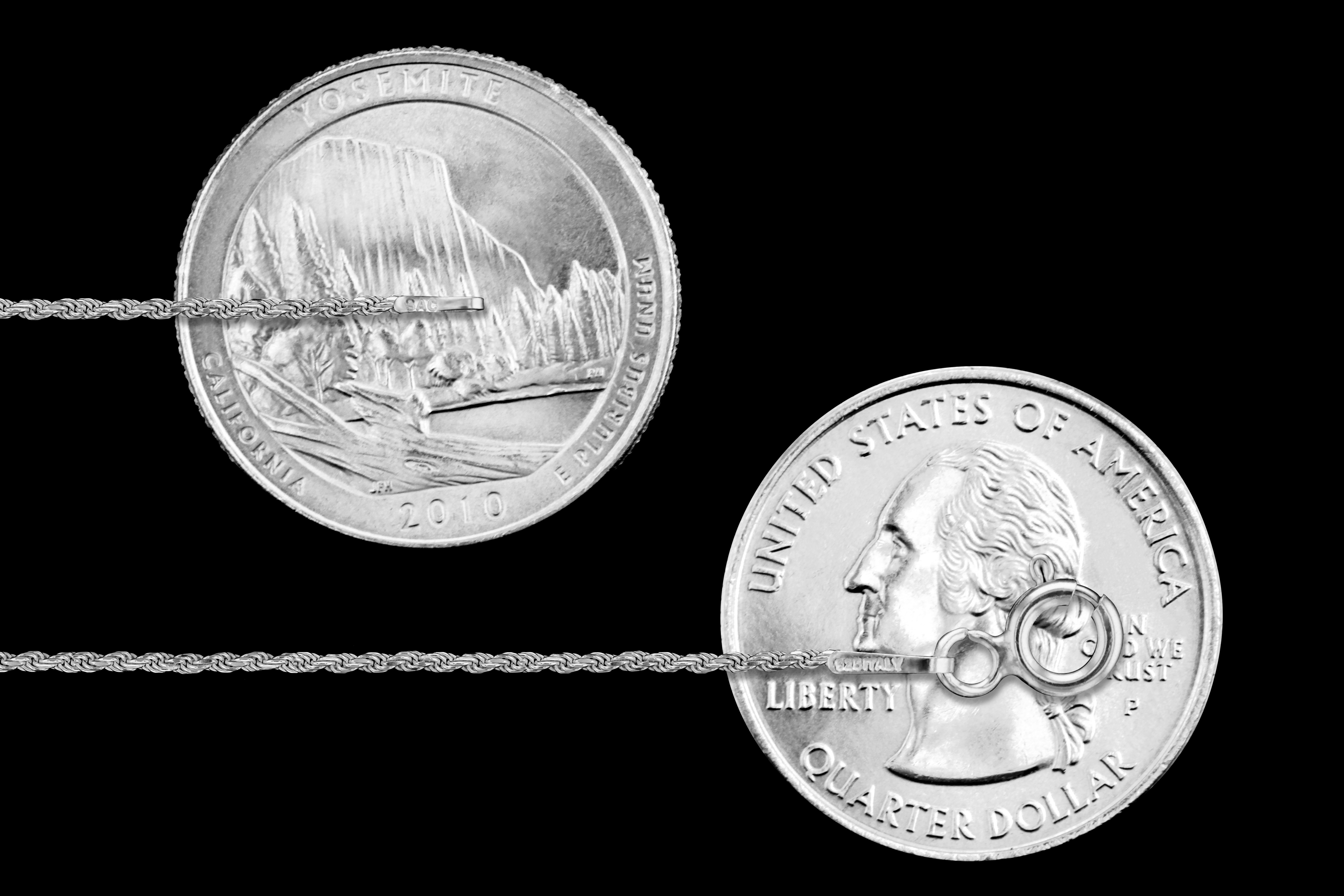18" Sterling Silver Necklace Shiny Italian Rope Chain Pure 925 Italy Wholesale