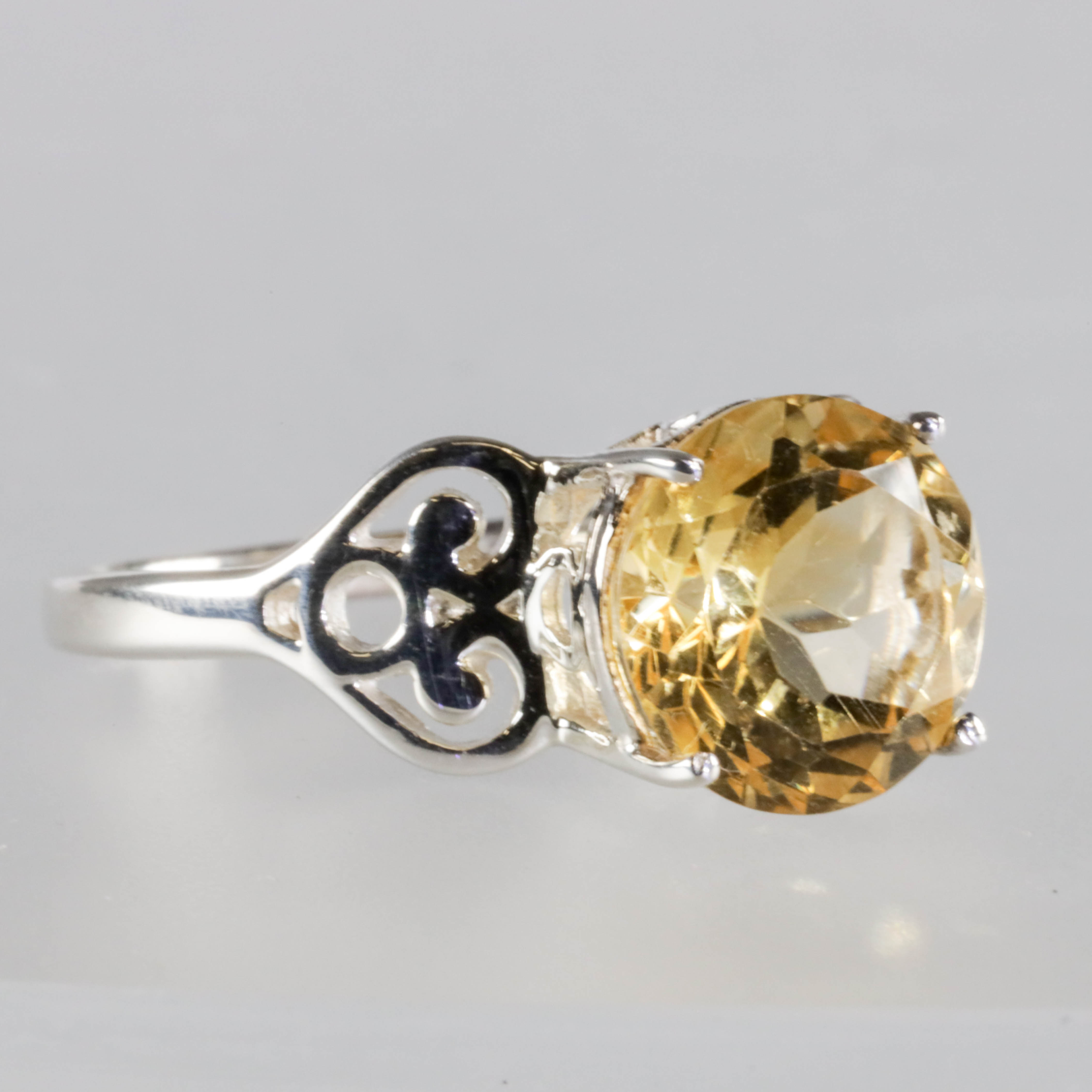 Sterling Silver Natural Gemstone Flower Heart Round Birthstone Ring Sizes 5-10 